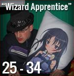 A man wearing a trilby and holding a body pillow with an anime girl on it