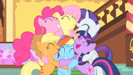 The mane six hugging