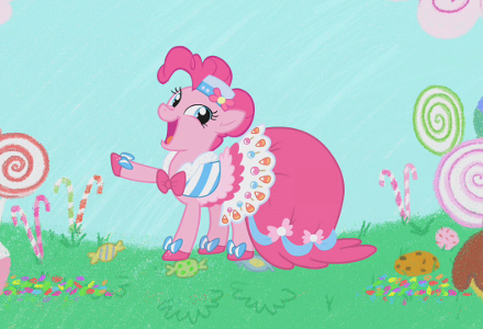 Pinkie looking chipper in her gala dress